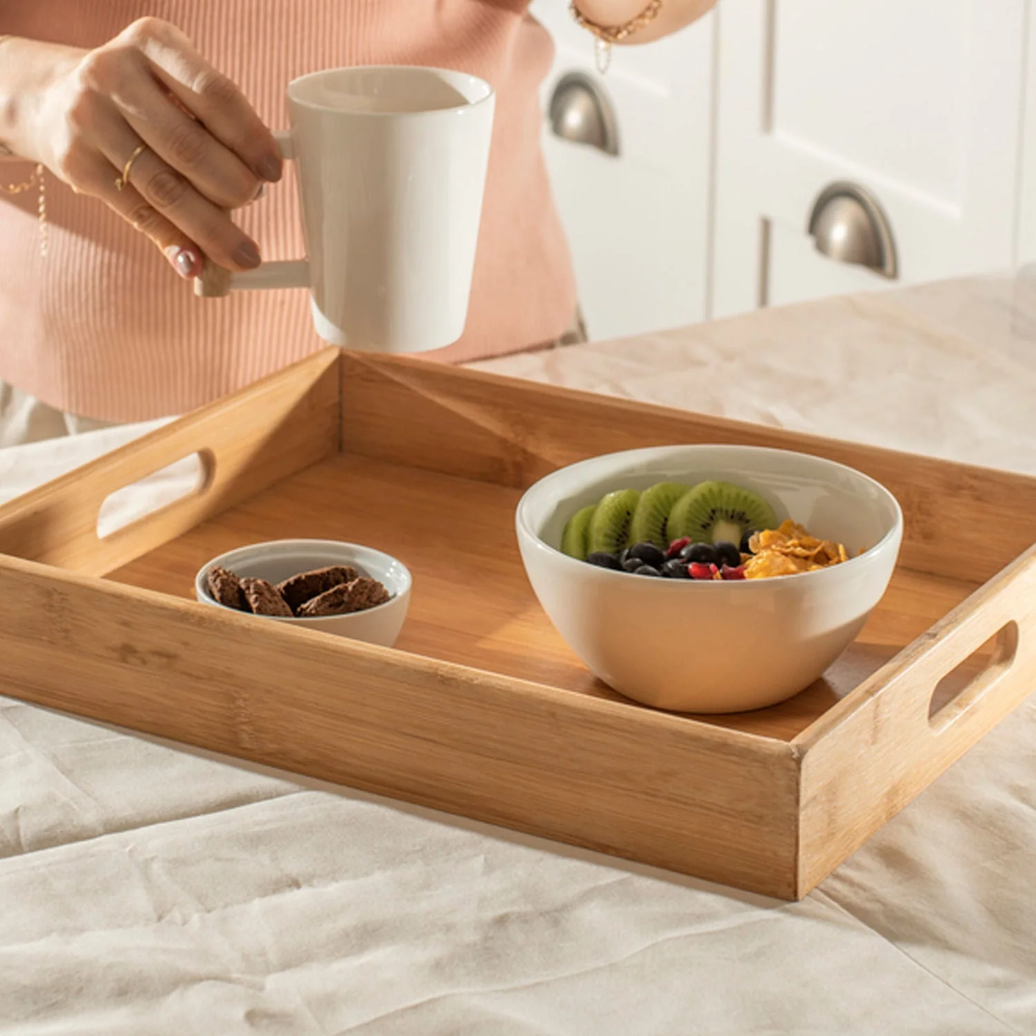 Bandeja com alças Ou 37x28,5x5,5cm Linha Sense