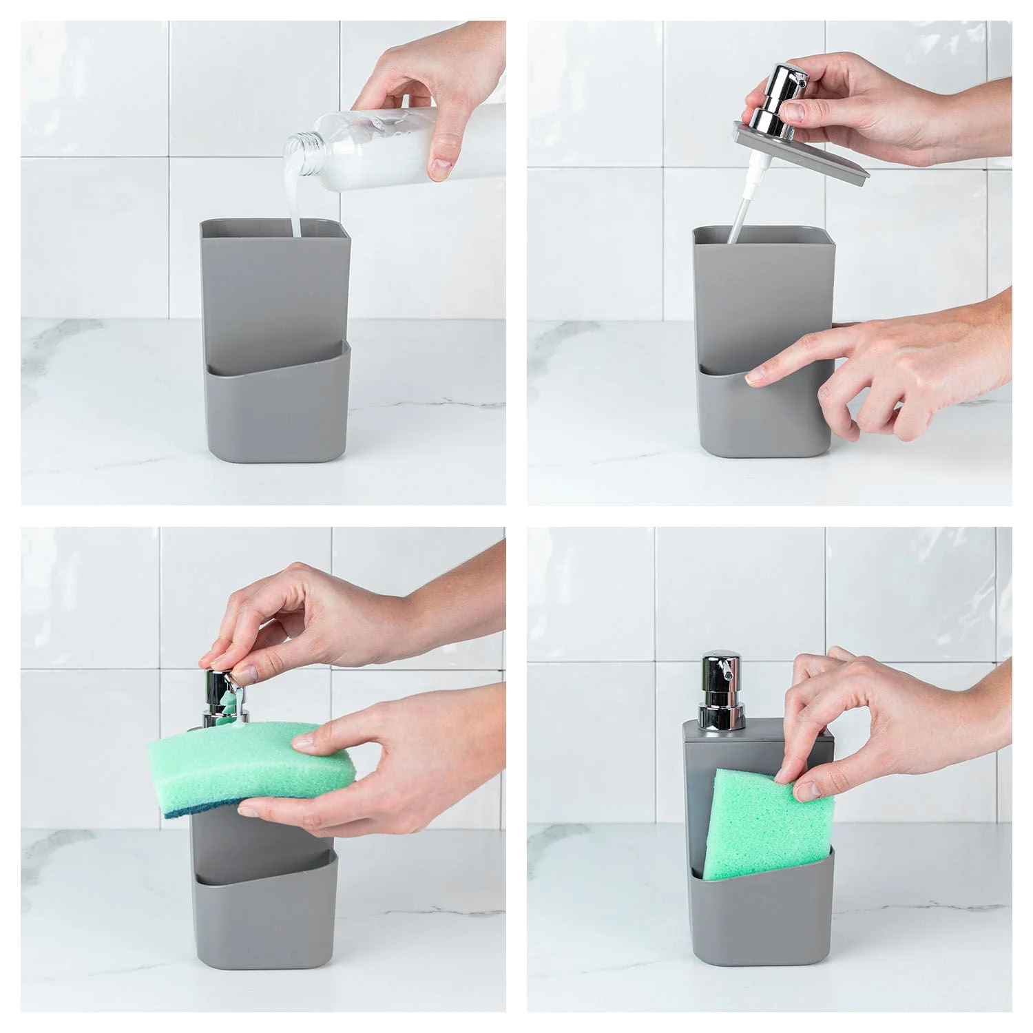 Dispenser para detergente e esponja Ou 650ml Linha Trium