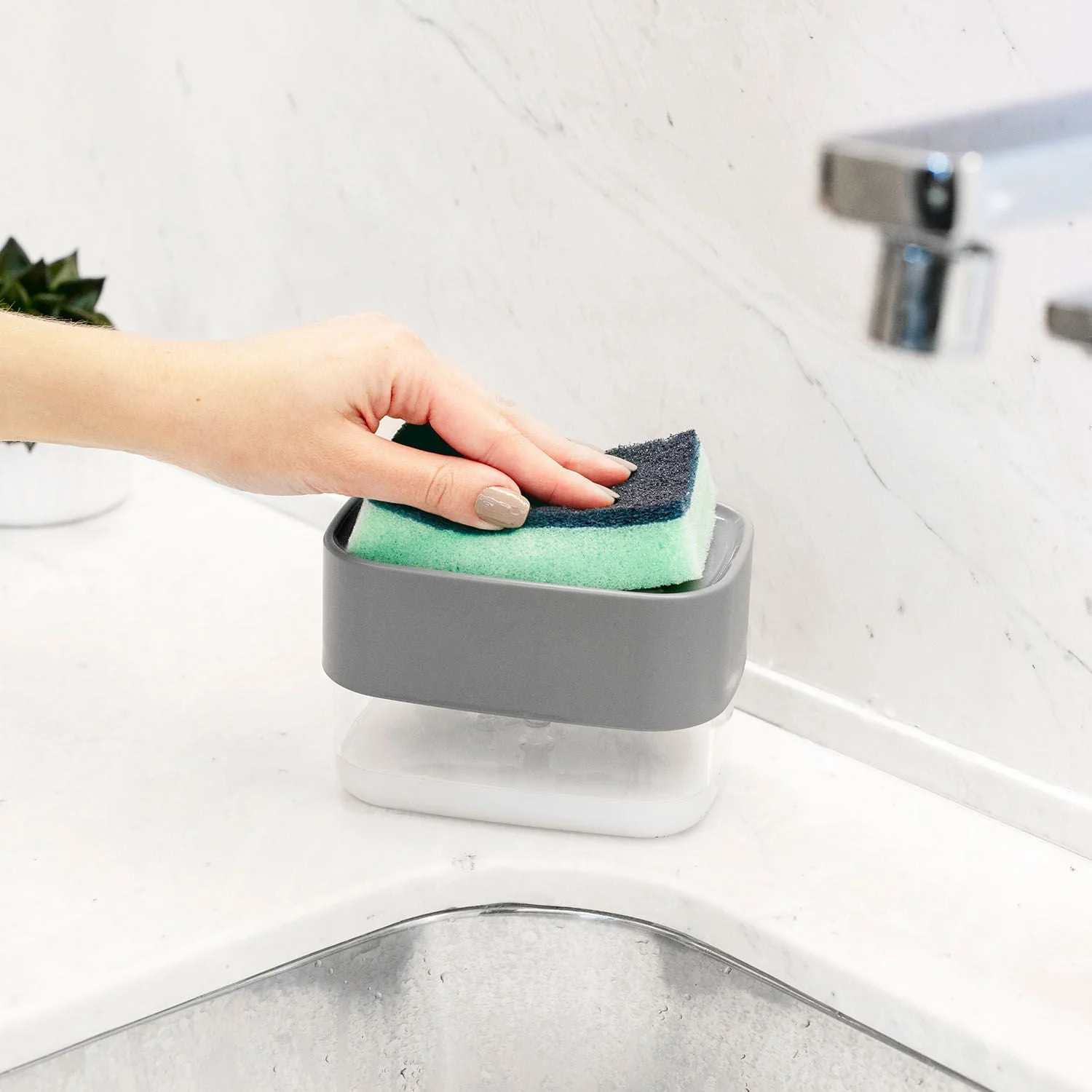 Dispenser para detergente porta esponja Ou 550ml Linha Trium