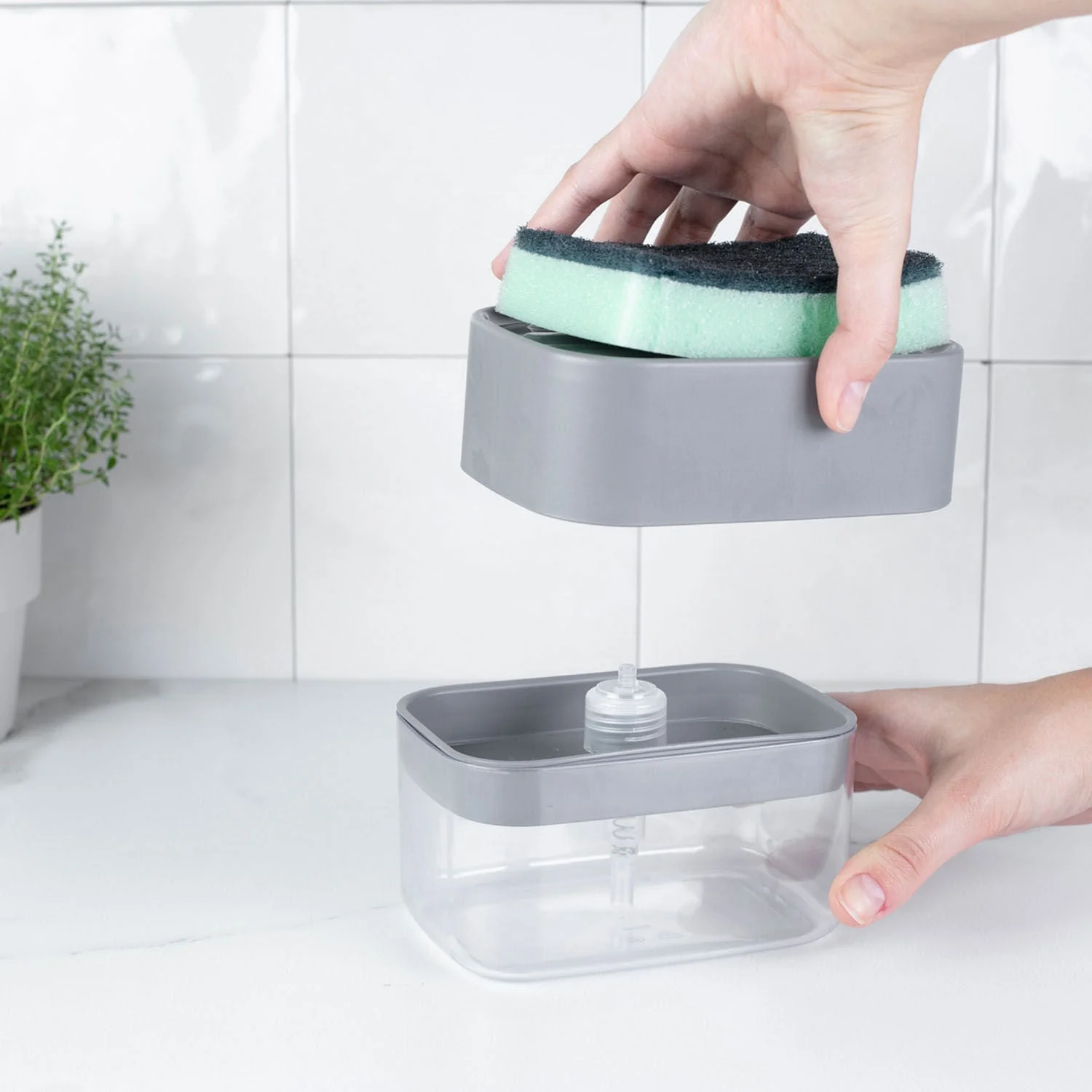 Dispenser para detergente porta esponja Ou 550ml Linha Trium