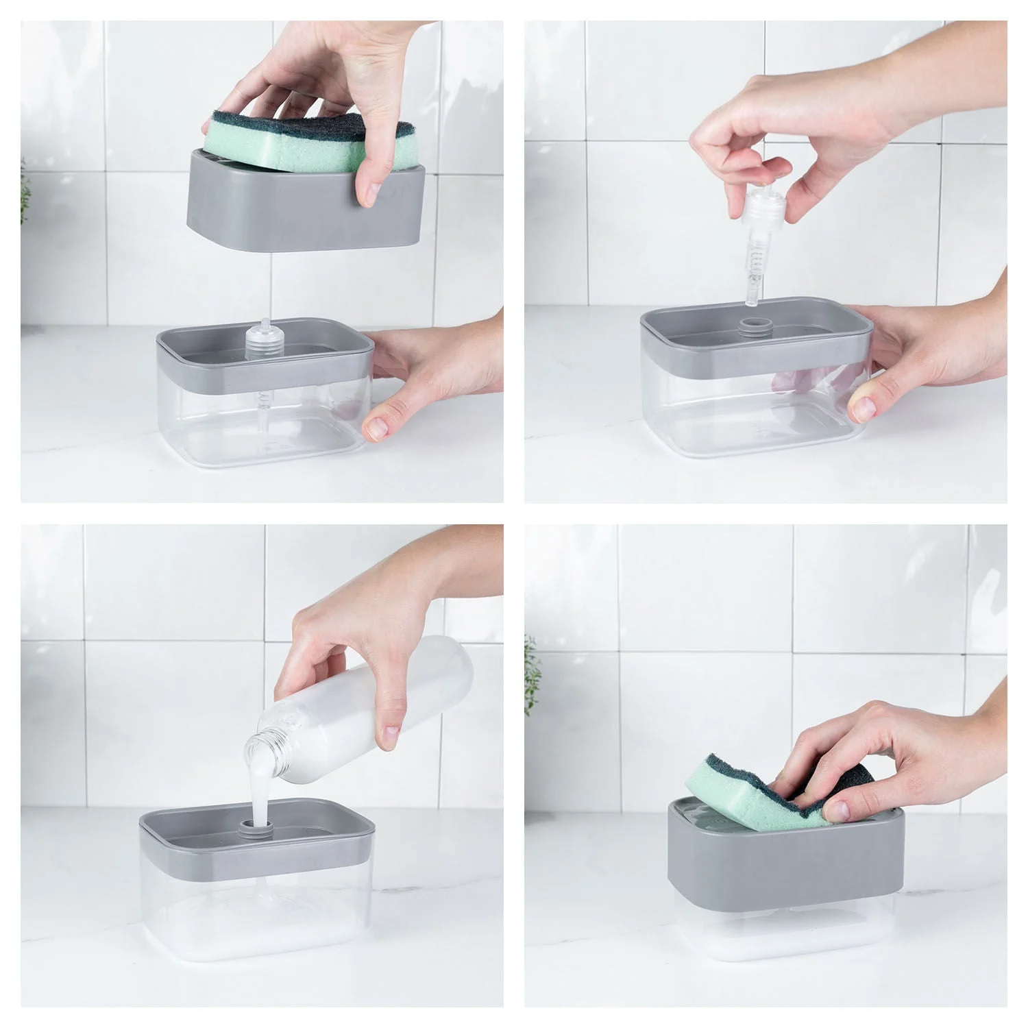 Dispenser para detergente porta esponja Ou 550ml Linha Trium
