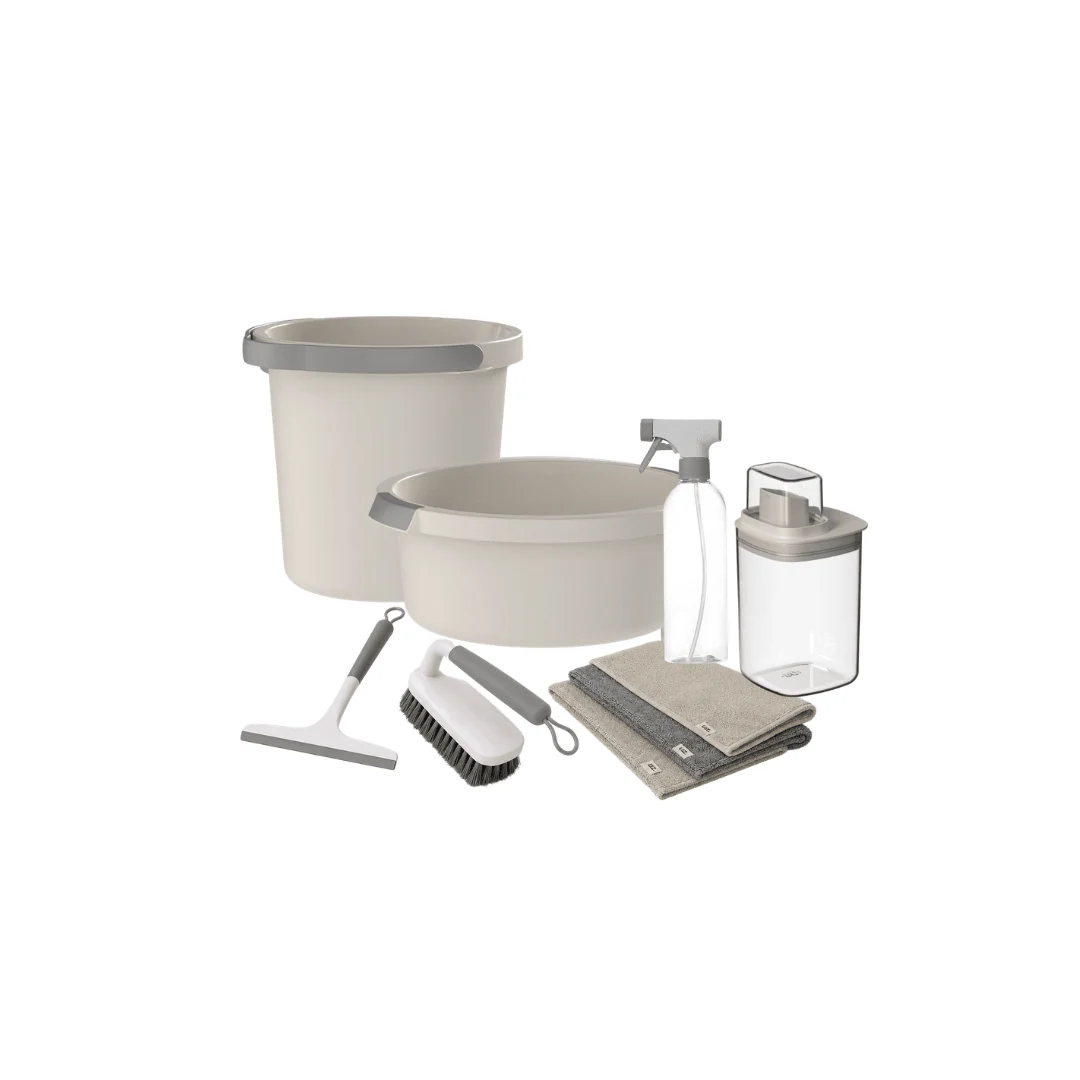Kit Balde, Bacia, Dispenser e Acessórios de Limpeza 7 Peças Ou Linha Flow