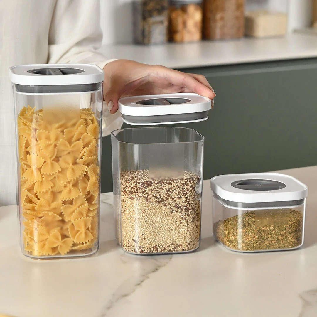 Kit Potes Herméticos Quadrados Ou 3 Peças Linha Bolt