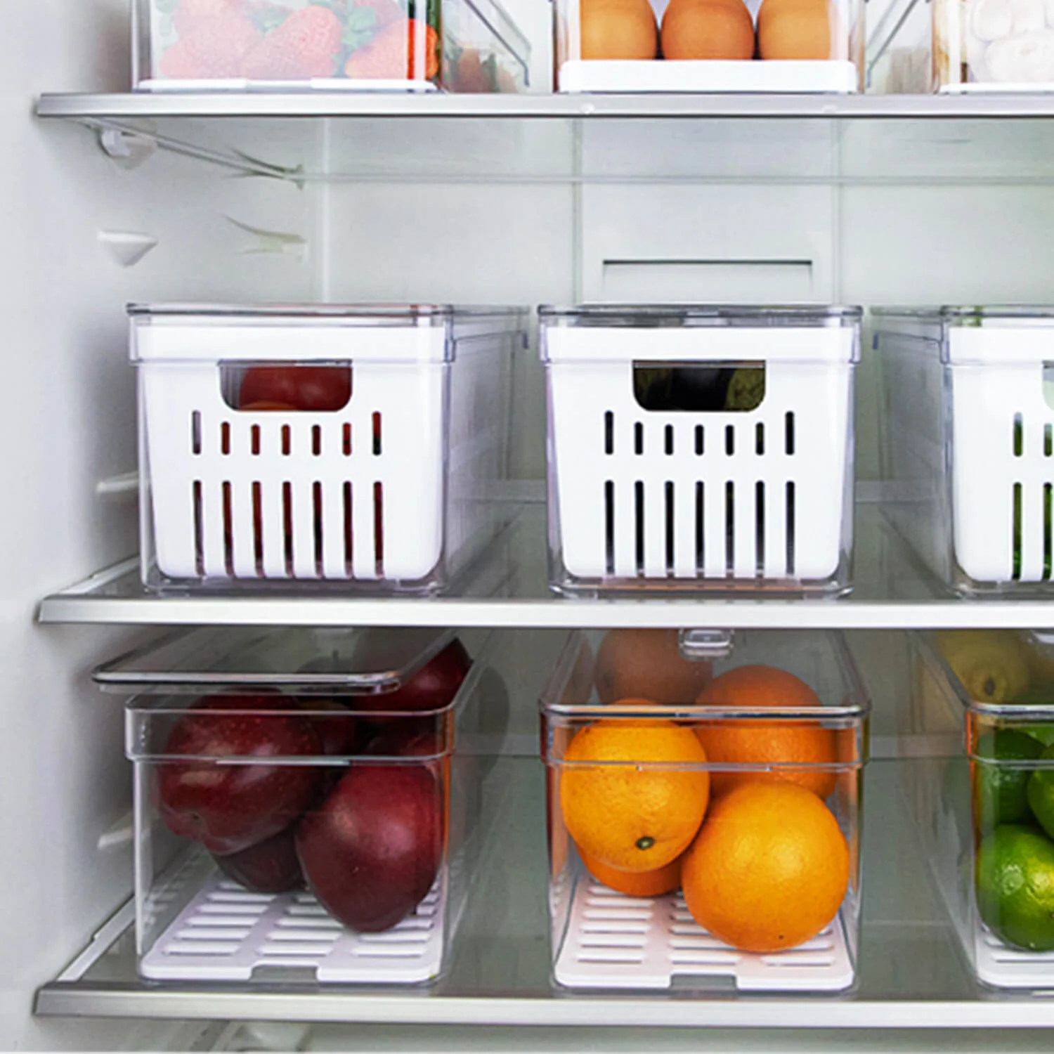 Kit de Organizadores de Geladeira Ou 3 Unidades 30x15x13 Linha Clear Fresh