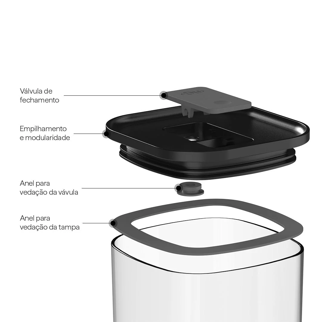 Kit de Potes Herméticos Ou Quadrados 2 Peças Linha Duo Lock