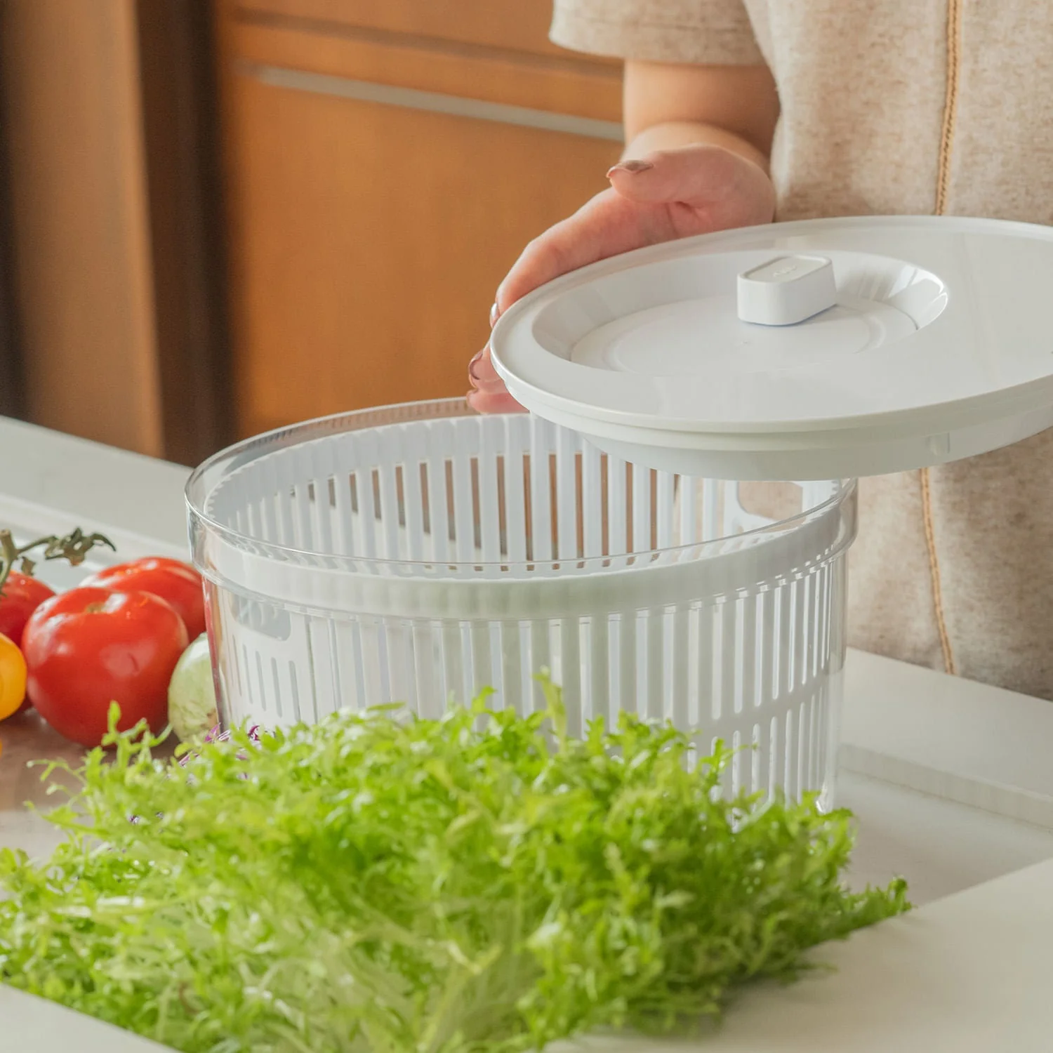 Kit organizador e secador de saladas Ou 5,5L Linha Clear Fresh