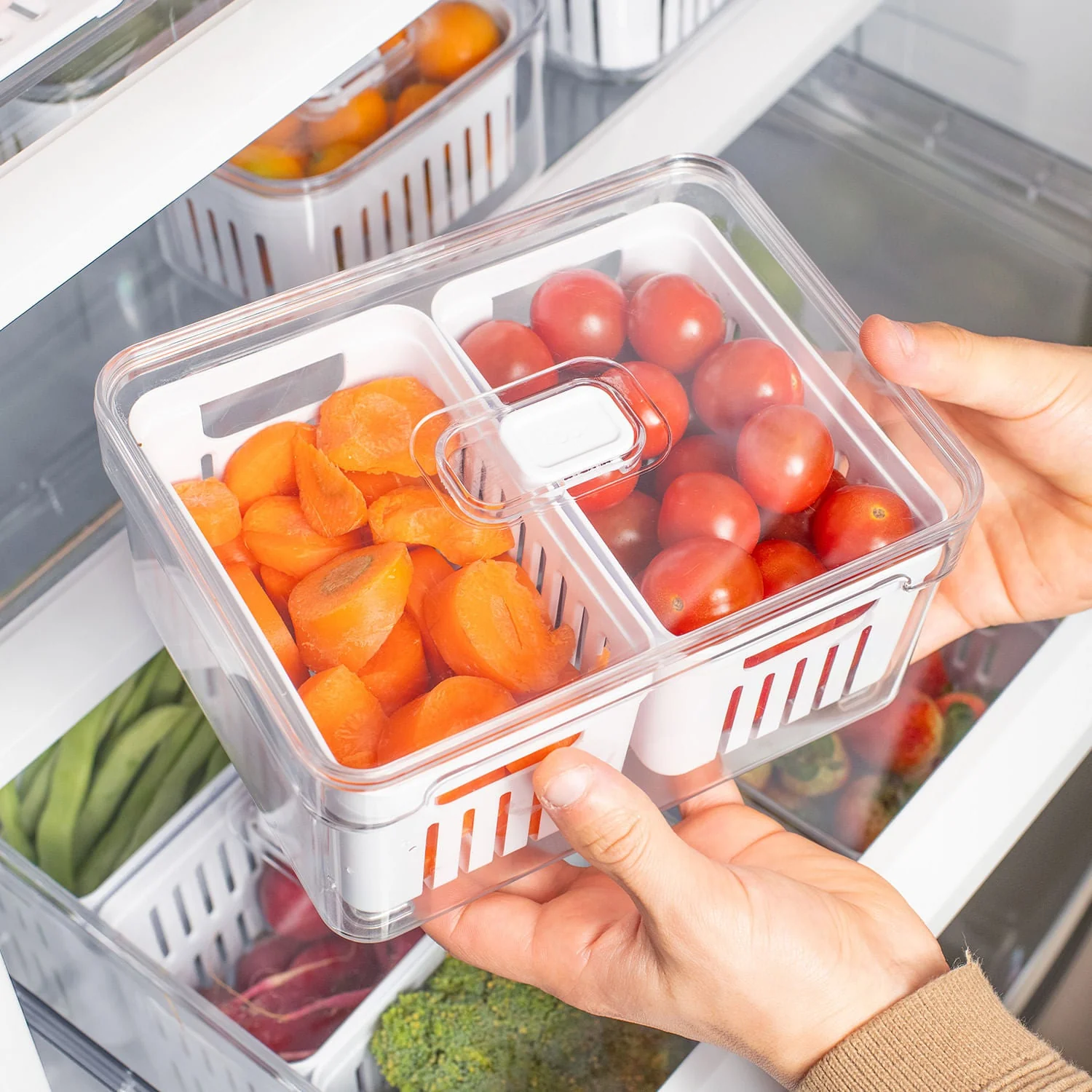 Organizador com cesto duplo Ou 2,2L Linha Clear Fresh