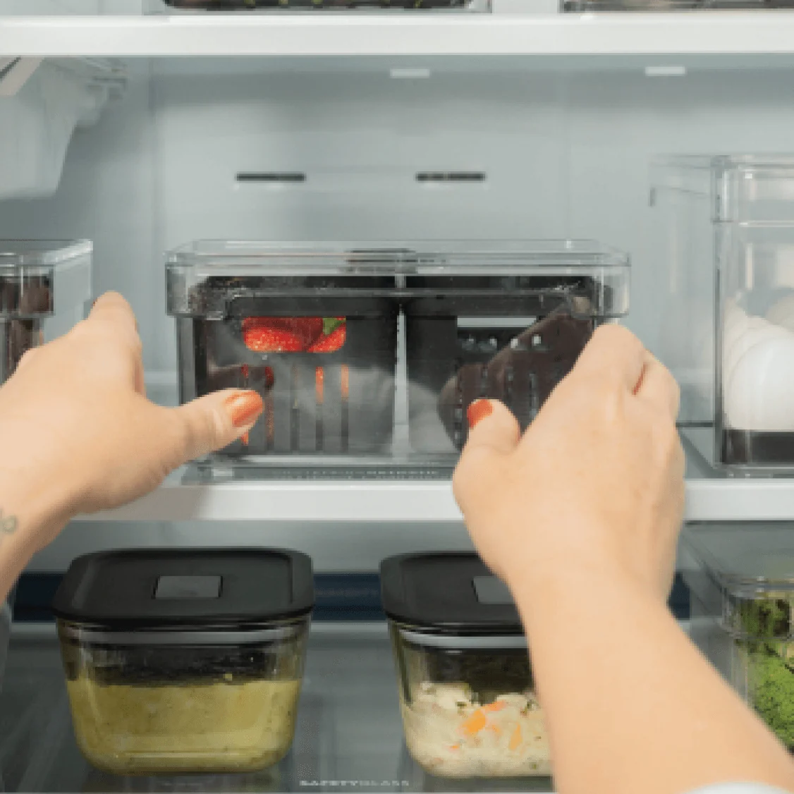 Organizador com cesto duplo Ou 2,2L Linha Clear Fresh
