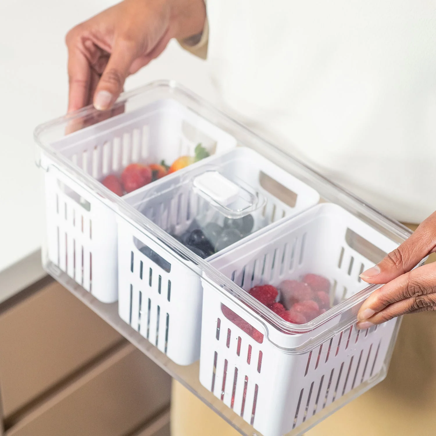 Organizador com cesto triplo Ou 5L Linha Clear Fresh