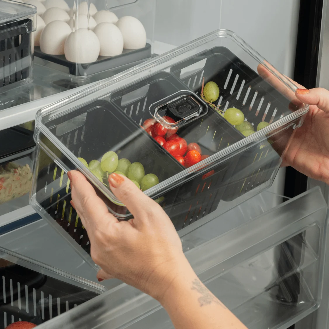 Organizador com cesto triplo Ou 5L Linha Clear Fresh