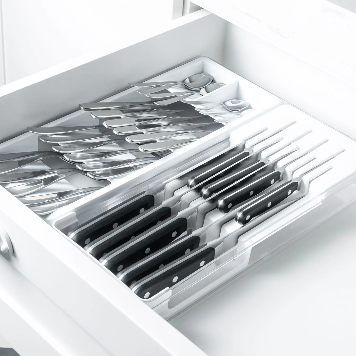 Organizador de Facas e Talheres Ou Linha Clear Gavetas
