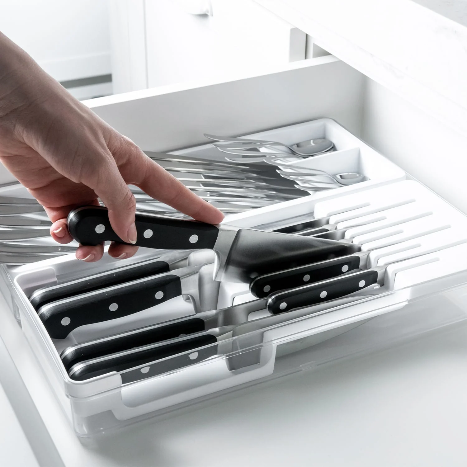 Organizador de Facas e Talheres Ou Linha Clear Gavetas