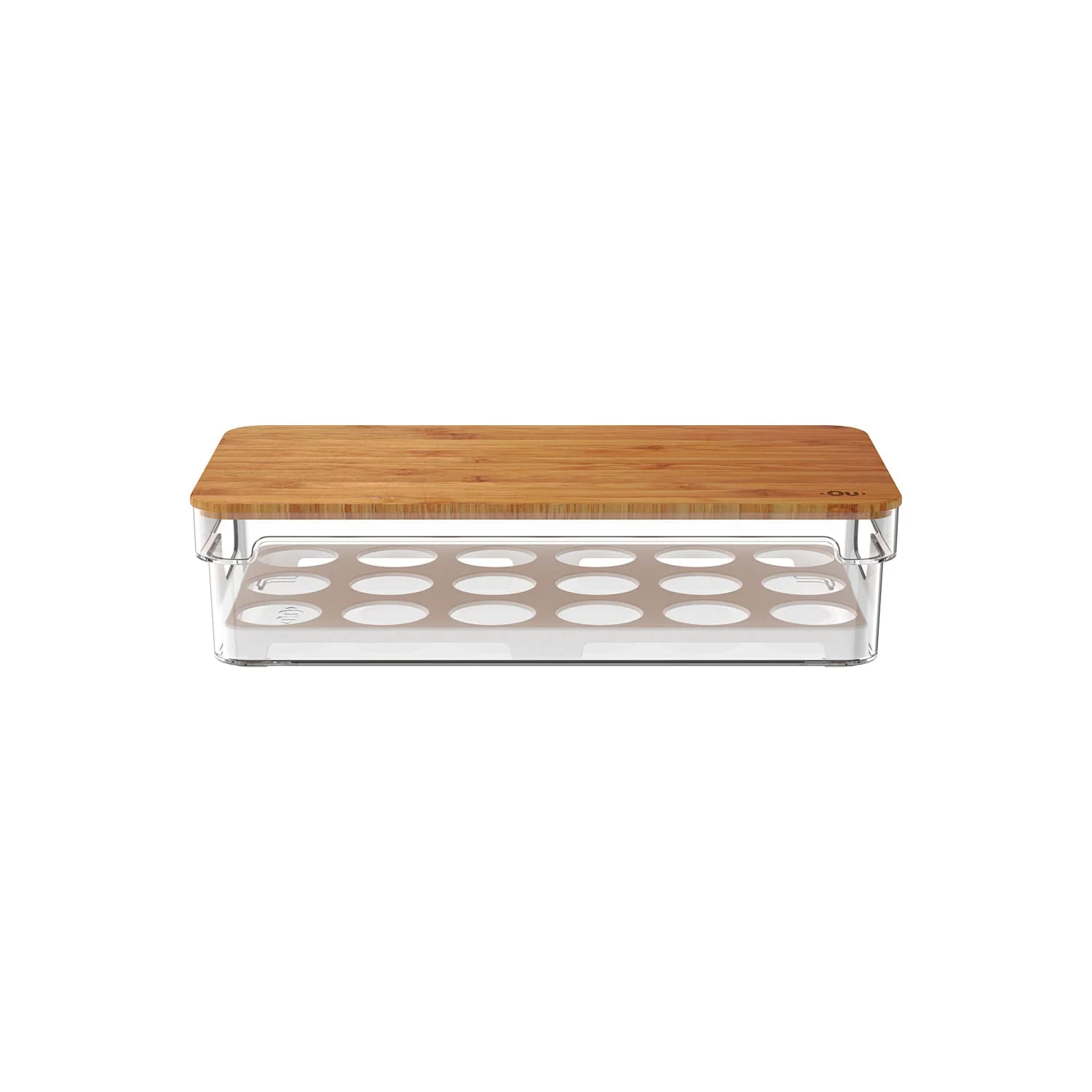 Organizador de Ovos com Tampa de Bambu Ou 18 Ovos Linha Clear Fresh