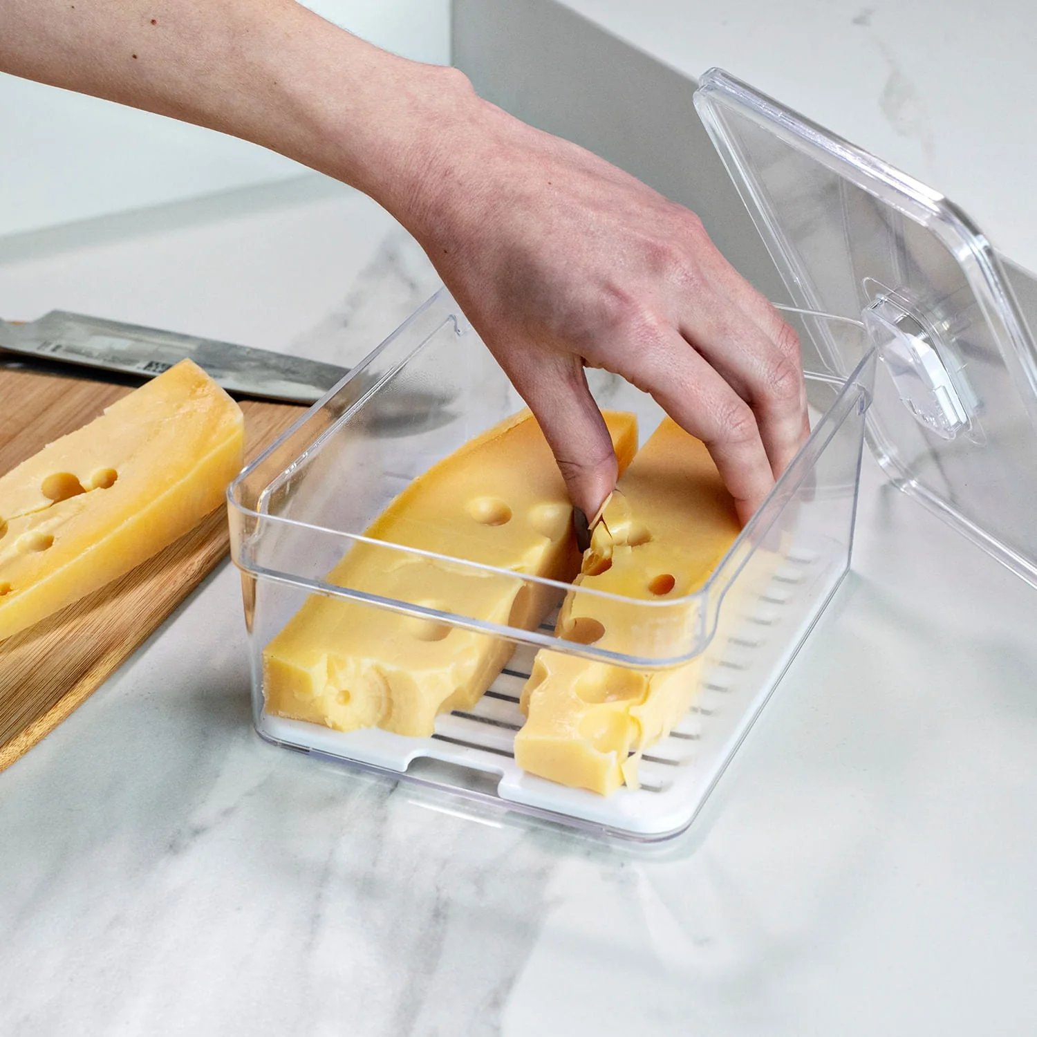 Organizador de geladeira com tampa Ou 2,2L Linha Clear Fresh
