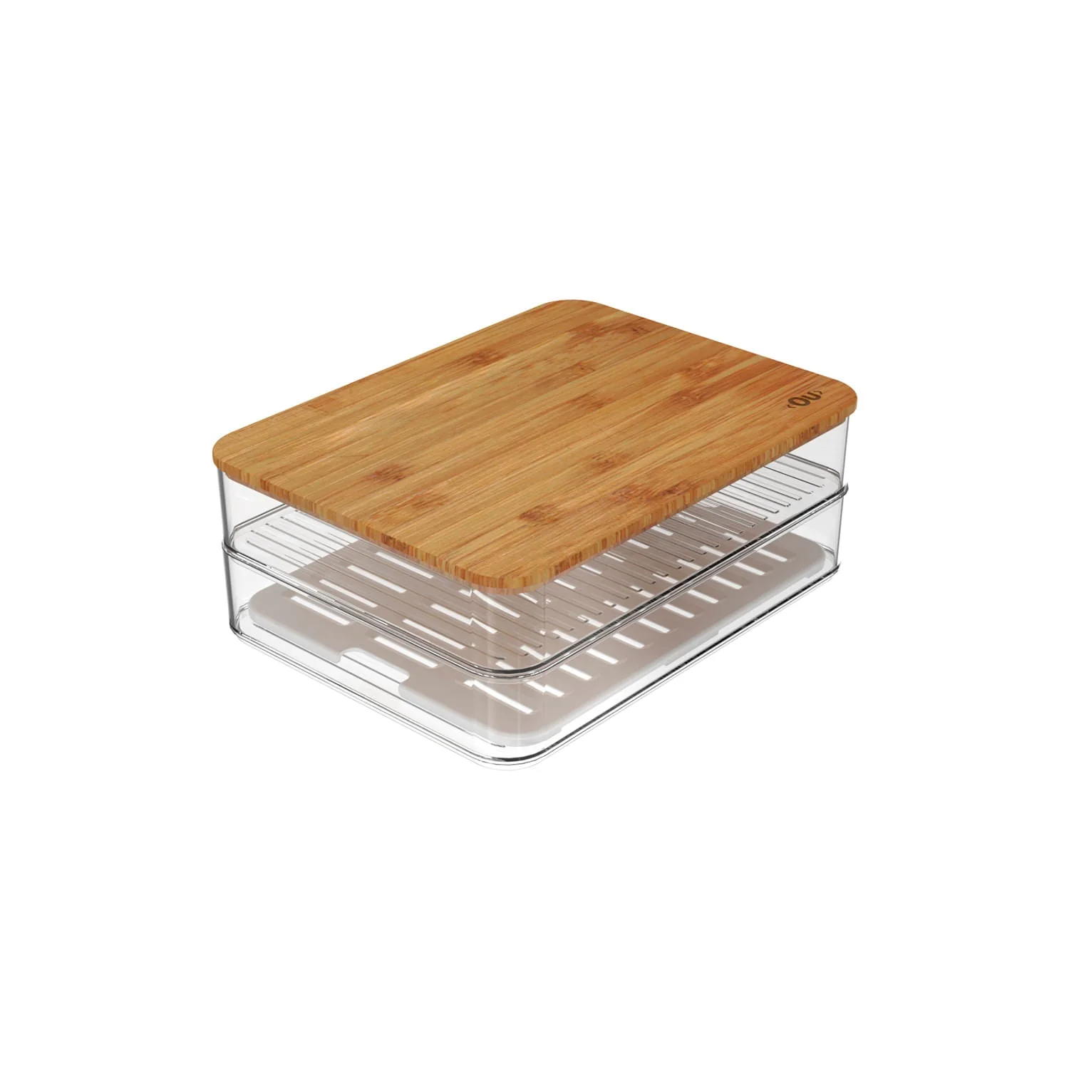 Organizador duplo com tampa de bambu Ou Linha Clear