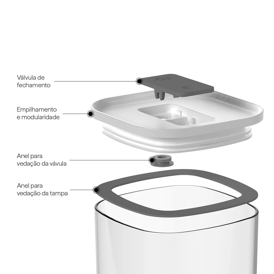 Pote Hermético Ou Quadrado 450ml Linha Duo Lock