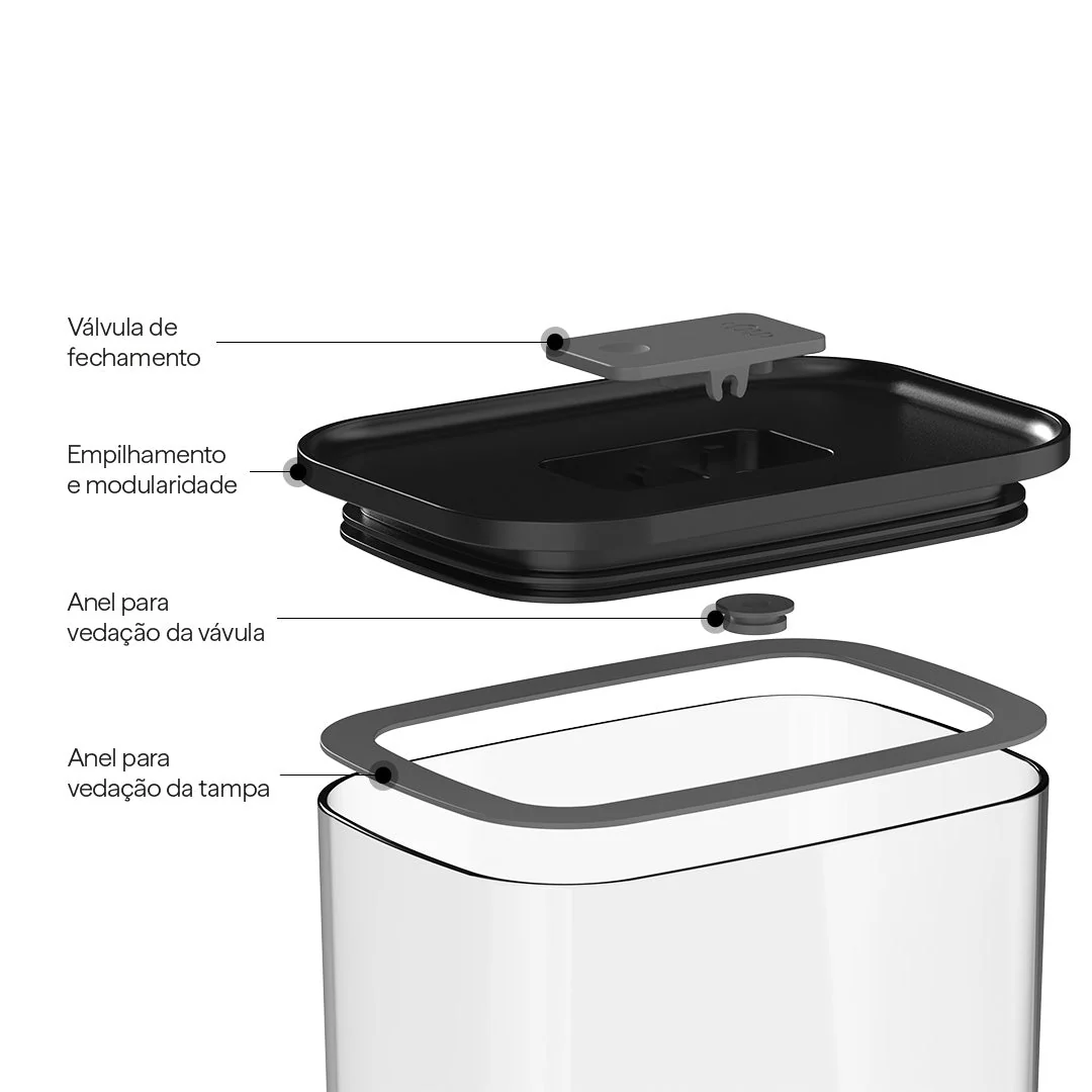 Pote Hermético Ou Retangular 1,5L Linha Duo Lock