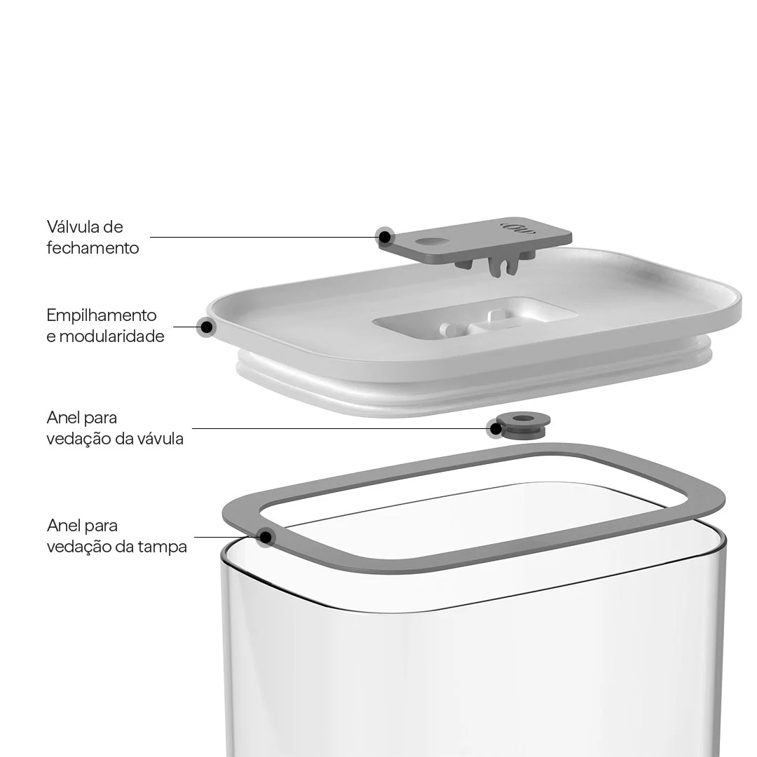 Pote Hermético Ou Retangular 2,3L Linha Duo Lock